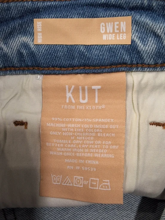 Kut from the Kloth~ NWT Womens Gwen Wide Leg Denim Jeans~Light Wash High Rise~12 - Picture 5 of 8